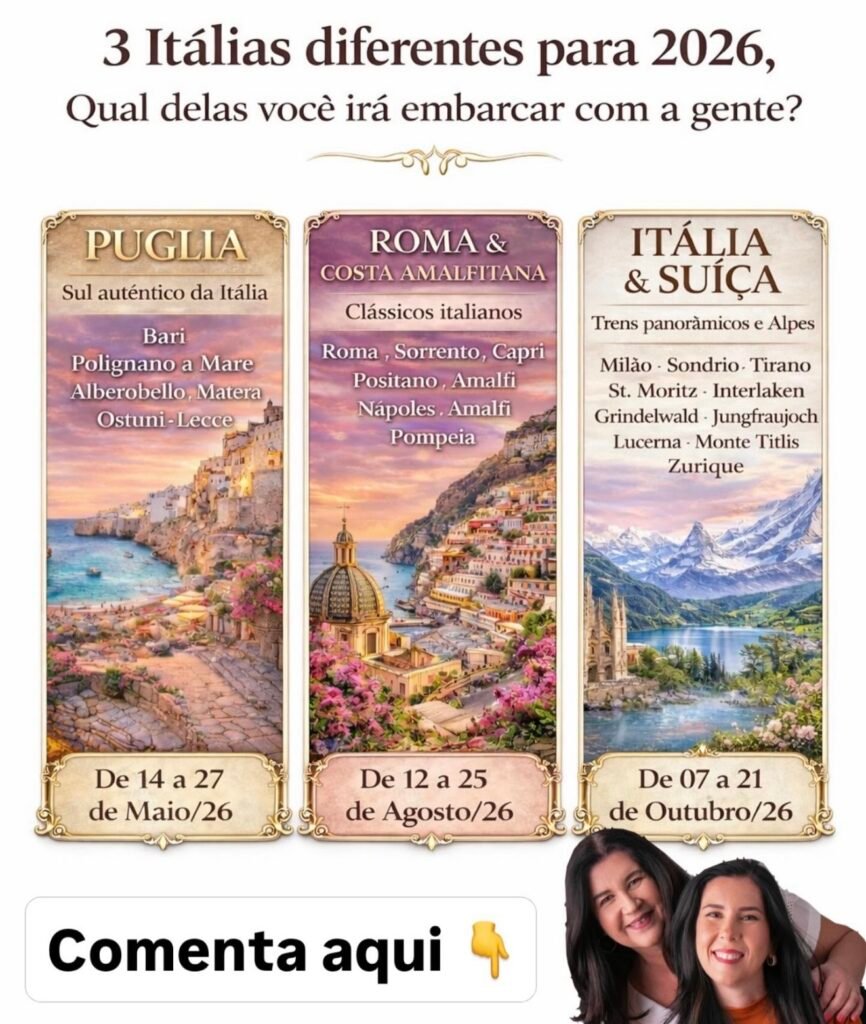 3 viagens diferentes para viver a Itália em 2026